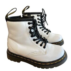 Dr Martens 1460T White Leather Combat Zip Boots Air Wair Toddler Size 7 US